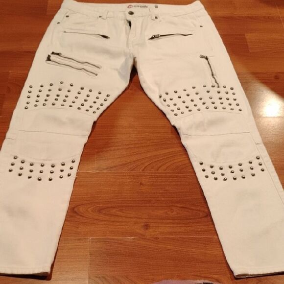 White Studded Men's Pants - Picture 1 of 6